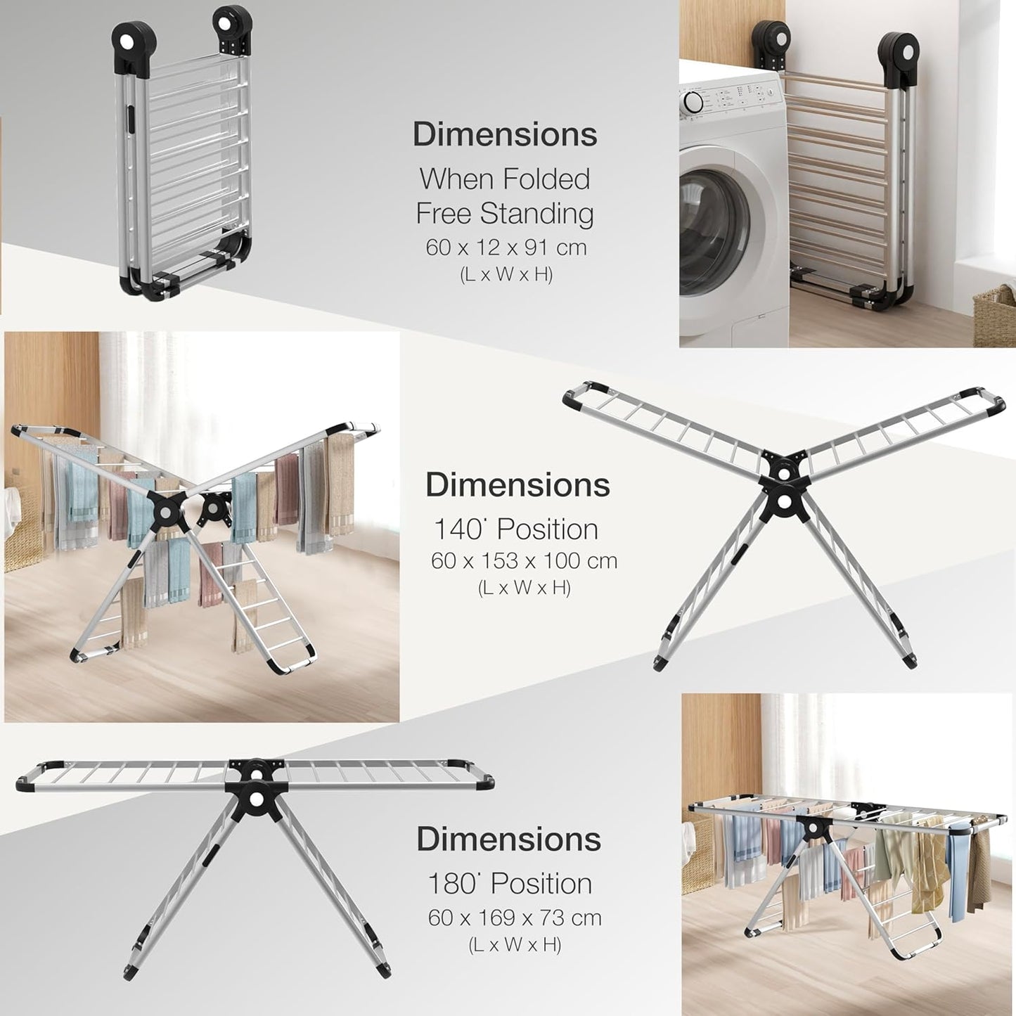 EPISENT Aero Dry Series X Electric Heated Clothes Airer | 26 Heated Rails with 9H Timer & Touch Control Panel | Fast, Energy-Efficient Drying Solution for Laundry