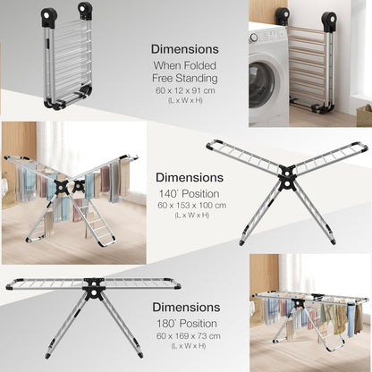 EPISENT Aero Dry Series X Electric Heated Clothes Airer | 26 Heated Rails with 9H Timer & Touch Control Panel | Fast, Energy-Efficient Drying Solution for Laundry