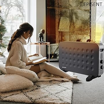 EPISENT Electric Thermoconvector - 2000W Portable Convector Heater - 3 Adjustable Heat Settings and Over Heat/Tip Over Cut-Out Function - Ideal for Home & Garage.