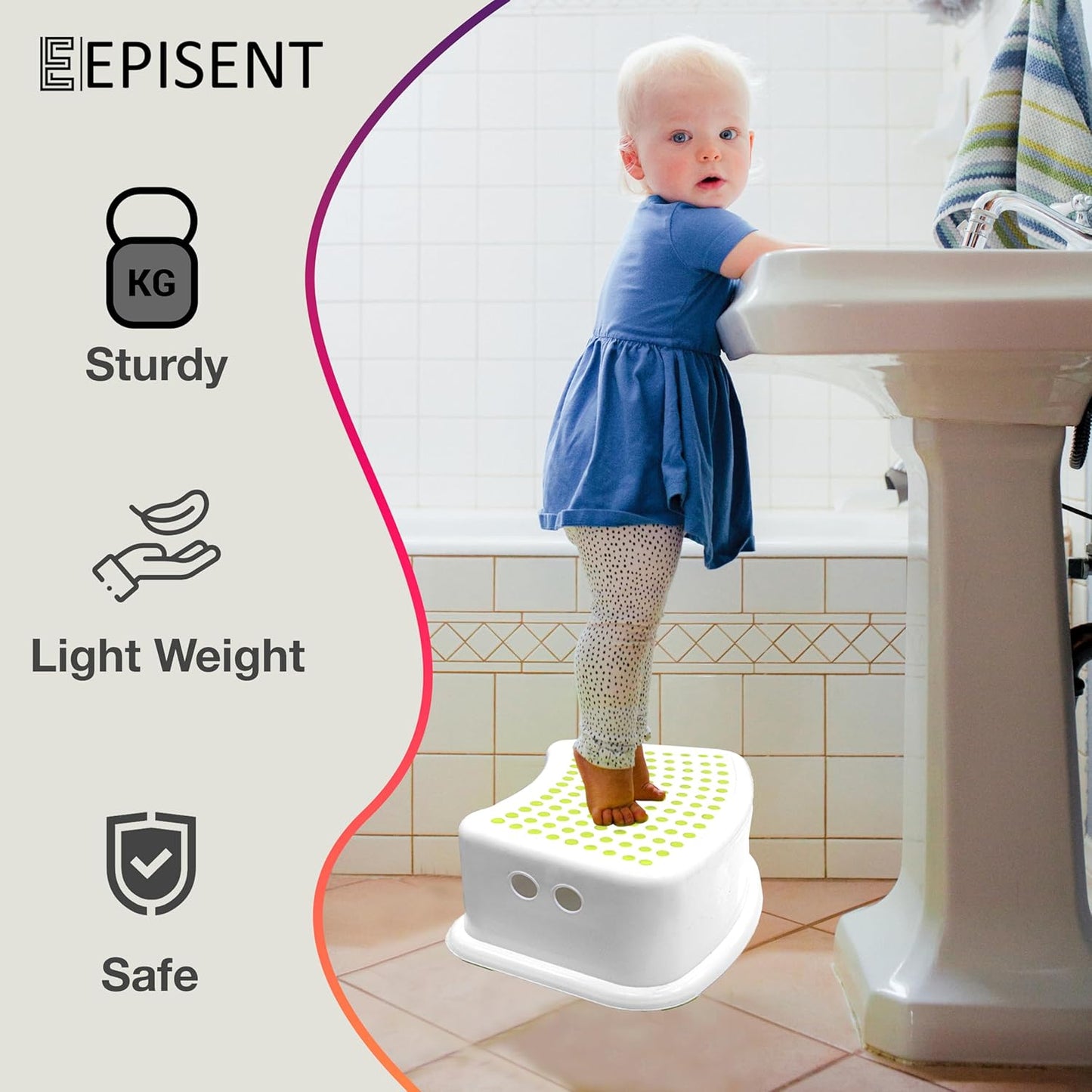 Episent sturdy step stool for bathroom kids plastic potty training small step stool with anti slip booster foot stool cover on top perfect for toddler toilet training