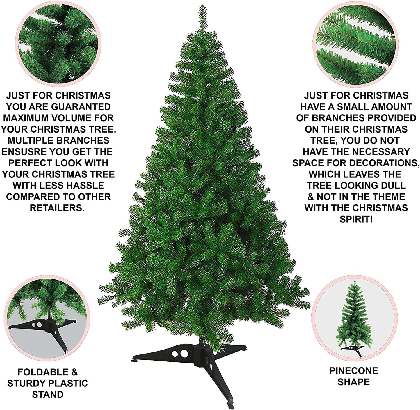 EPISENT Christmas Tree - Xmas Tree Realistic Natural Branches - Natural Realistic Appearance - Artificial Christmas Tree - Quick And Easy To Set Up - Home Decoration