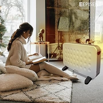 EPISENT Electric Convector Heater with 3 Adjustable Heat Settings(750W/1250W/2000W), Overheat & Tip-Over Protection - Freestanding, Silent Operation, Portable, Ideal for Home/Office (DESIGN, WHITE)