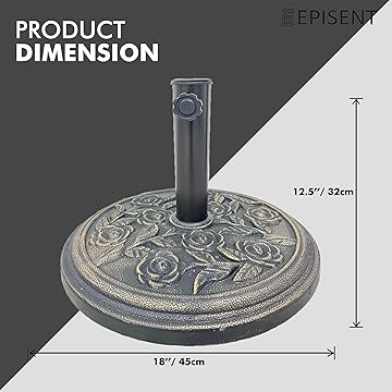 EPISENT Cast Iron Parasol Base | Heavy Duty Garden Patio Furniture Stand | Adjustable Tightening Knob | Strong, Stable & Durable Outdoor Accessory | Stand for Umbrella, Canopy, Gazebo, Awning