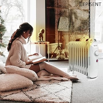 EPISENT 11 FINS Oil Filled Radiator  Portable Electric ??? ?????? with Adjustable Thermostat, Overheat Protection & Carry Handle  Energy-Efficient Heater for Home, Office & Any Room