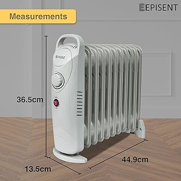 EPISENT Oil Heaters – Portable Electric Oil Heater with Adjustable Thermostat, 3 Heat Settings, Overheat Protection & Carry Handle – Energy-Efficient Heater for Home, Office & Any Room