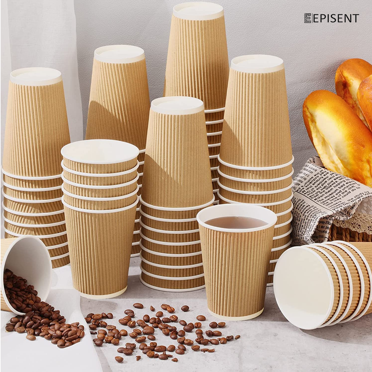 EPISENT Disposable Cups - 12oz & 8oz Bulk Pack, 100 Count, Eco-Friendly, Premium Plastic, Perfect for Party, Office, Home Use, Leakproof & Durable