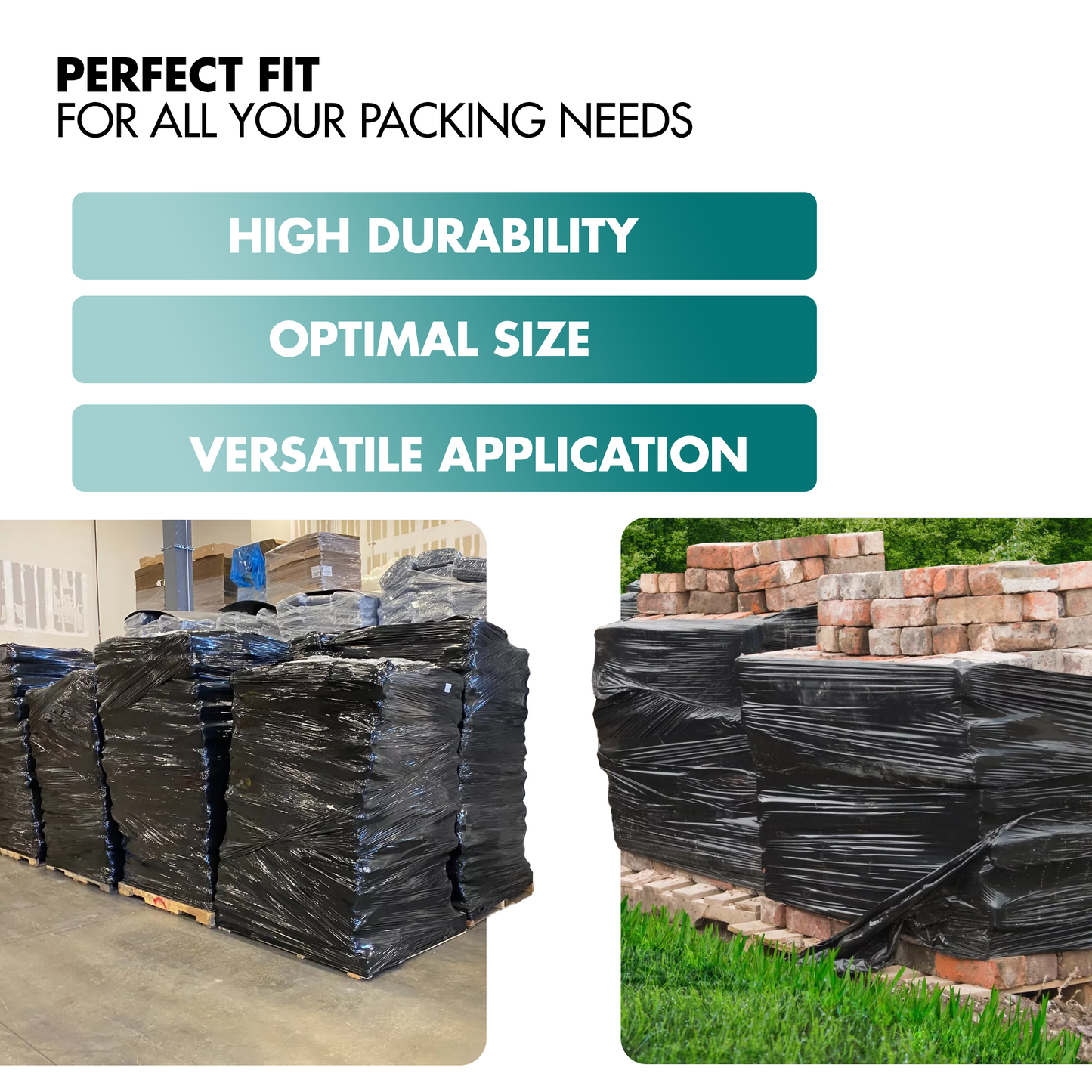 EPISENT Heavy Duty Black Pallet Shrink Wrap Roll 400mm x 100m | 17mu Industrial Stretch Film for Packing, Moving & Storage | Durable Transparent Cling Film for Parcels, Shipping & Protective Wrapping