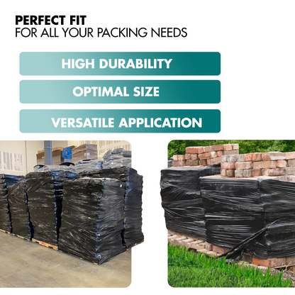 EPISENT Heavy Duty Black Pallet Shrink Wrap Roll 400mm x 100m | 17mu Industrial Stretch Film for Packing, Moving & Storage | Durable Transparent Cling Film for Parcels, Shipping & Protective Wrapping