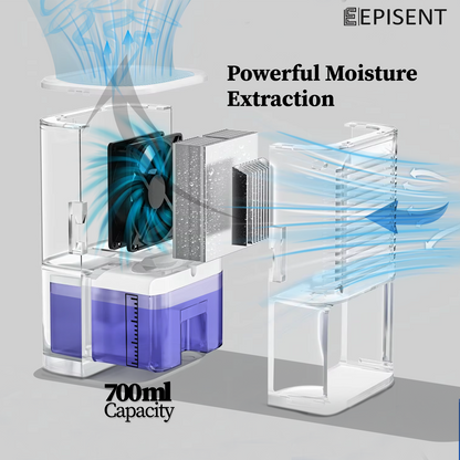 EPISENT Electric Dehumidifier 700ml - Home Moisture Control, Compact Design, Auto Shut Off, Quiet Operation, Ideal for Bedrooms, Bathrooms & More