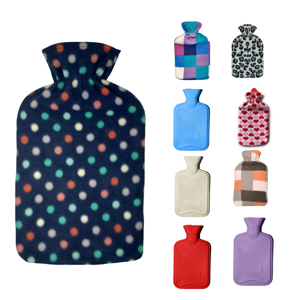 EPISENT Hot Water Bottle 2L Leak-Proof with Super Soft Fleece Cover - for Pain Relief, Cramps, & Cozy Nights - Comfort Hot Water Bag for Your Body & Bed Warmers - Light Pink with Grey Checks