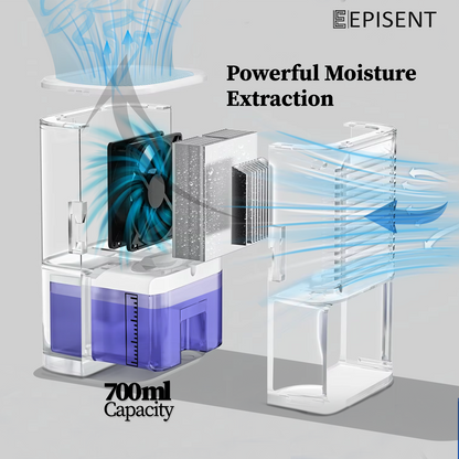 EPISENT Electric Dehumidifier 700ml - Home Moisture Control, Compact Design, Auto Shut Off, Quiet Operation, Ideal for Bedrooms, Bathrooms & More