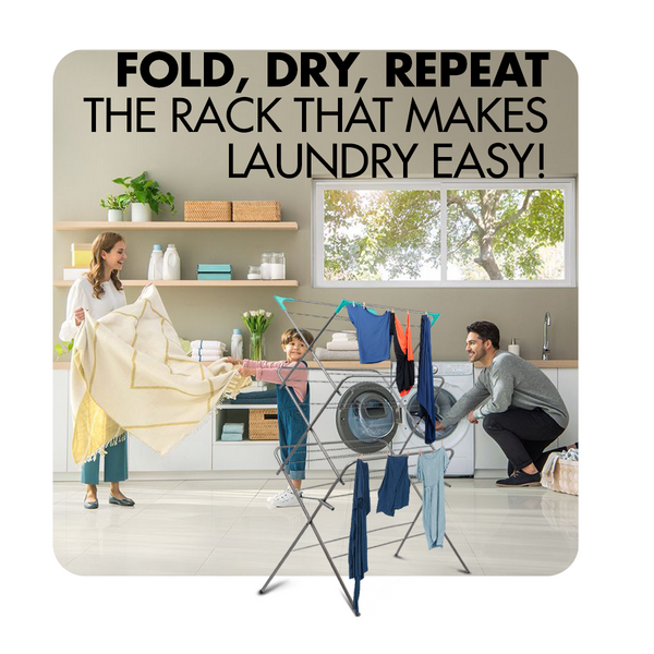 EPISENT 3 Tier Foldable Clothes Airer & Drying Rack Large Laundry Dryer Stand for Indoor & Outdoor Use, Space-Saving Design with Non-Slip Feet & Hanger Hooks  Includes 20 FREE Pegs (BLACK) - Hover