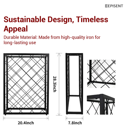 EPISENT | 32 Bottle Wine Rack | Free Standing | Black Metal Wine Rack | Stand for Bottle Storage Contemporary Black Powder Coated Design (32 BOTTLE WINE RACK