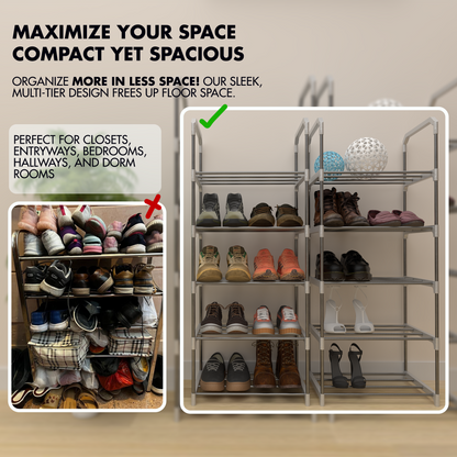 EPISENT 3 Tier Shoe Storage Rack – Space Saving Shoe Standing Tower – Durable And Stable – Waterproof