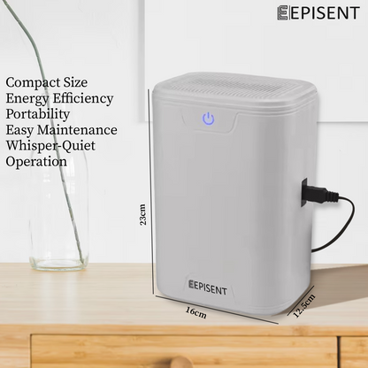 EPISENT Electric Dehumidifier 700ml - Home Moisture Control, Compact Design, Auto Shut Off, Quiet Operation, Ideal for Bedrooms, Bathrooms & More