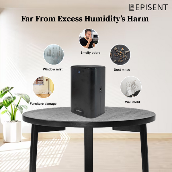 EPISENT Electric Dehumidifier 700ml - Home Moisture Control, Compact Design, Auto Shut Off, Quiet Operation, Ideal for Bedrooms, Bathrooms & More - Hover