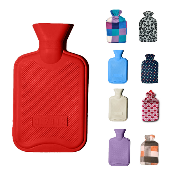 EPISENT Hot Water Bottle 2L Leak-Proof - for Pain Relief, Cramps, & Cozy Nights - Comfort Hot Water Bag for Back, Neck, Periods, Hand, Waist, Feet, Shoulders, Pregnancy, & Bed Warmers - Red