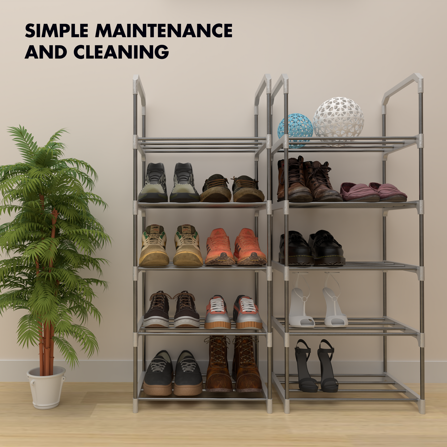 EPISENT 3 Tier Shoe Storage Rack – Space Saving Shoe Standing Tower – Durable And Stable – Waterproof