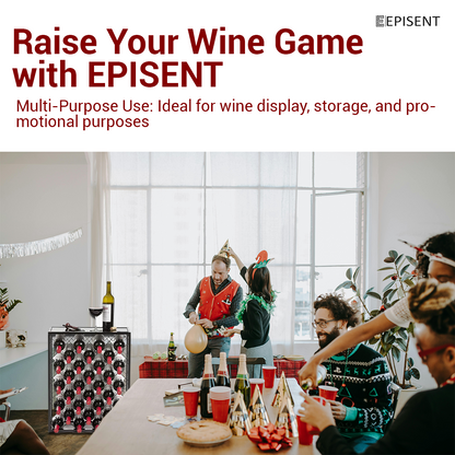 EPISENT | 32 Bottle Wine Rack | Free Standing | Black Metal Wine Rack | Stand for Bottle Storage Contemporary Black Powder Coated Design (32 BOTTLE WINE RACK