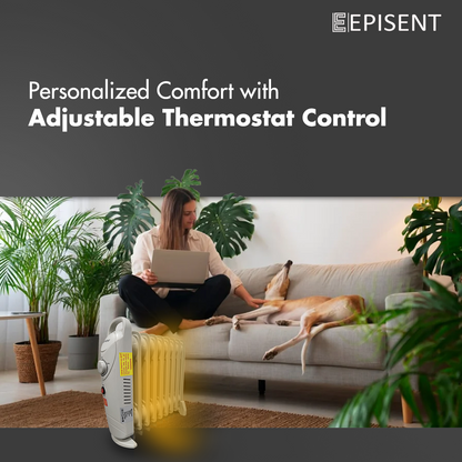 EPISENT Oil Heaters – Portable Electric Oil Heater with Adjustable Thermostat, 3 Heat Settings, Overheat Protection & Carry Handle – Energy-Efficient Heater for Home, Office & Any Room