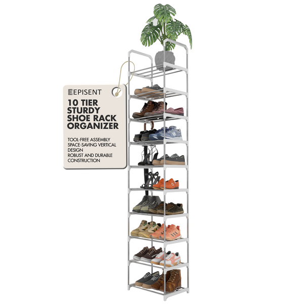 EPISENT 3 Tier Shoe Storage Rack – Space Saving Shoe Standing Tower – Durable And Stable – Waterproof - Hover