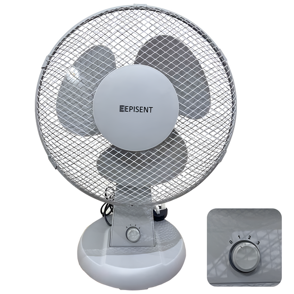 EPISENT 12 inch Desk Fan | Matt Grey | Quiet & Powerful Cooling | Rotary Knob Speed Control | Low Noise | Strong Base | Portable Fan for Home & Office