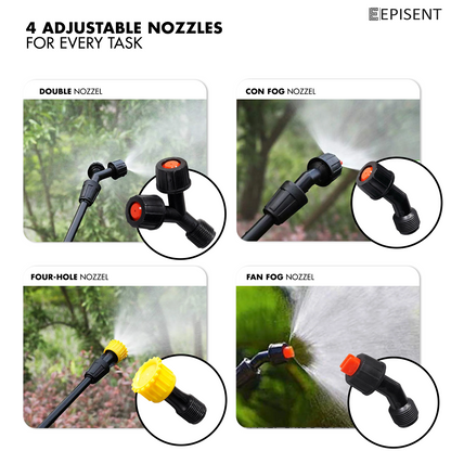 EPISENT Pressure Pump Sprayer  Garden Pressure Sprayer with Adjustable Mist & Jet Nozzle, Carry Strap, 60cm Long Lance, Leakproof Tank – Pump Action Sprayer for Weed Killer, Roof & Patio Cleaning