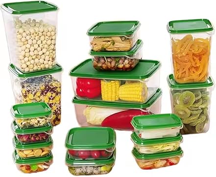Food Storage Containers – 17-Piece Airtight Plastic Boxes with Lids – Stackable, Leakproof Meal Prep & Fridge Organizer Set for Kitchen, School, Work, Travel – Microwave & Freezer Safe 𝗘𝗣𝗜𝗦𝗘𝗡𝗧
