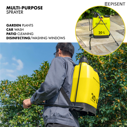EPISENT Pressure Pump Sprayer  Garden Pressure Sprayer with Adjustable Mist & Jet Nozzle, Carry Strap, 60cm Long Lance, Leakproof Tank – Pump Action Sprayer for Weed Killer, Roof & Patio Cleaning