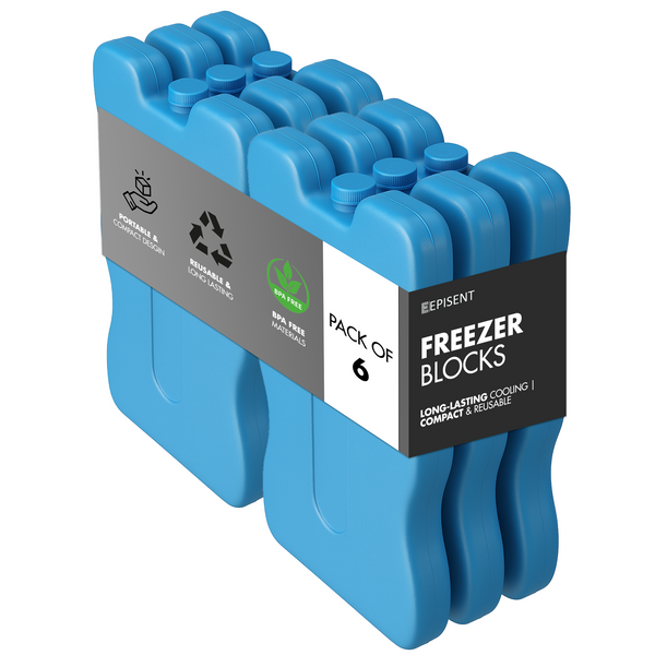 Freezer Blocks for Cool Box & Lunch Bag – Compact Ice Packs for Camping, Travel & Cooler Bags – Leakproof, Reusable Long-Lasting Ice Bricks – Keeps Food Fresh & Drinks Cold – Pack of 6