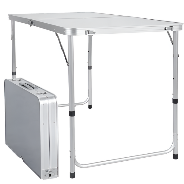 EPISENT 4FT Folding Table  Adjustable Height Aluminum Picnic Dining Table  Heavy-Duty, Portable, and Foldable with Carry Handle  Ideal for Camping, Garden, BBQ, Party, Indoor & Outdoor Use
