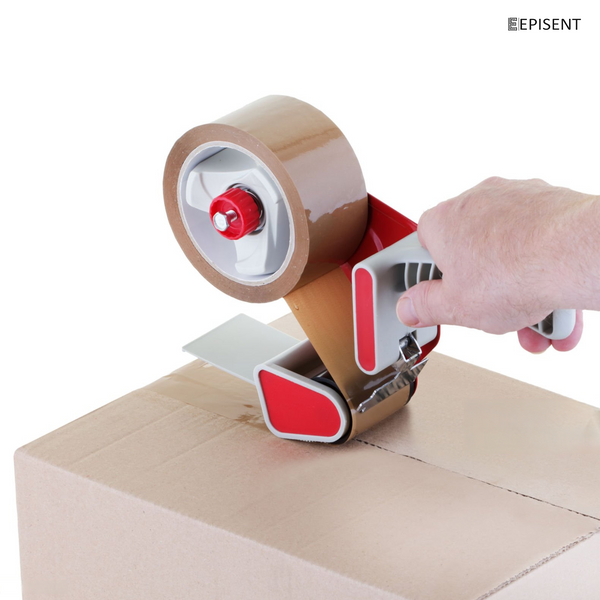 EPISENT Heavy Duty Packaging Tape Gun Dispenser - with Pack of 6 Packaging Tape Rolls - 48MM x 66M - Heavy Duty Packing Tape with Dispenser - Tape Gun - for Parcel Boxes or General Purpose
